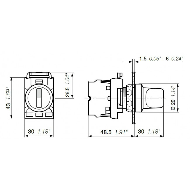 Κεφαλή Διακόπτη 3 Θέσεων Μαύρο M3SS1-10B ABB