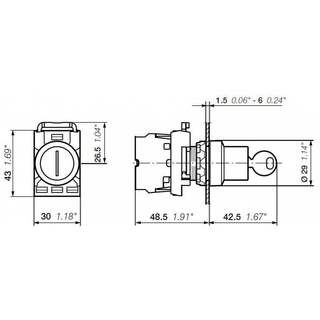 Κεφαλή Διακόπτη 3 Θέσεων Με Κλειδί Μαύρο M3SSK1-10B ABB