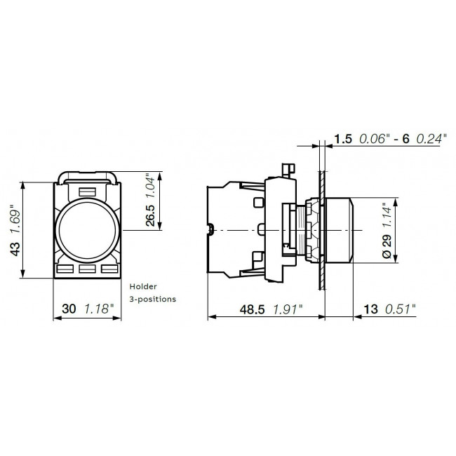Κεφαλή Μπουτόν Διαφανής MP1-10C ABB