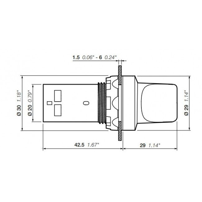 Διακόπτης Πόρτας Φ22 2NO 2 Θέσεων Μαύρο C2SS1-10B-20 ABB