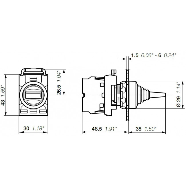 Κεφαλή Διακόπτη 3 Θέσεων Με Επαναφορά Μαύρο MTS2-10B ABB