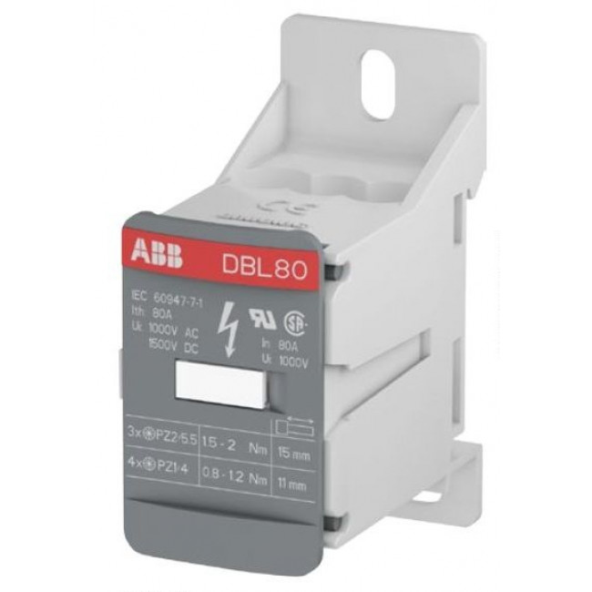 Μπλόκ Διανομής Ράγας 1P 80Α DBL80 ABB