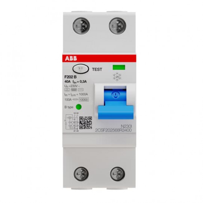 Ρελέ Διαρροής B 2P 40A 30mA F202 B-40/0,03 ABB