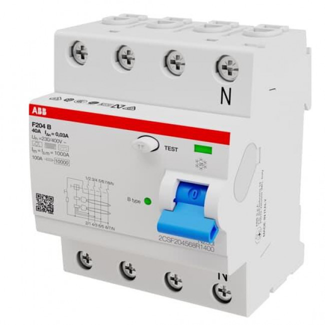 Ρελέ Διαρροής B 4P 40A 300mA F204 B-40/0,3 ABB