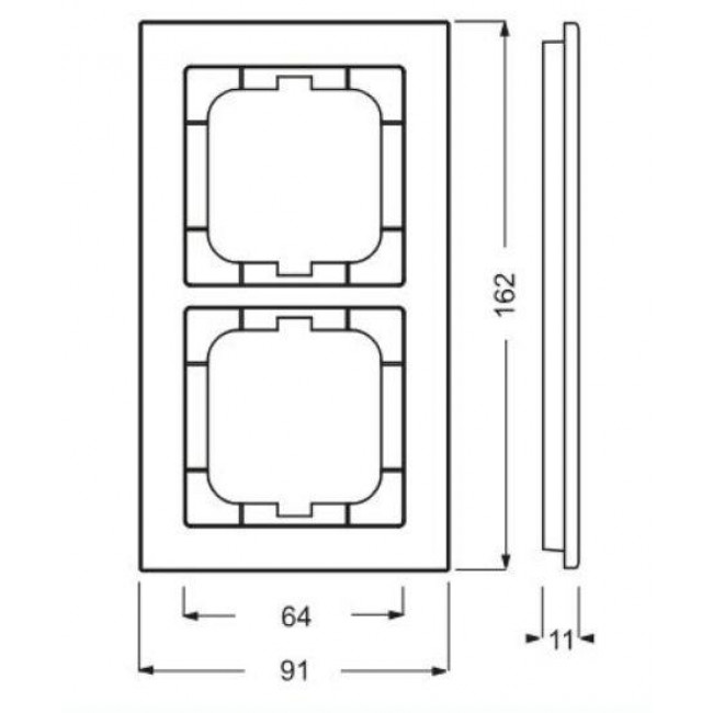 Πλαίσιο 2 Θέσεων Μαύρο 1722-275-500 aXcent ABB