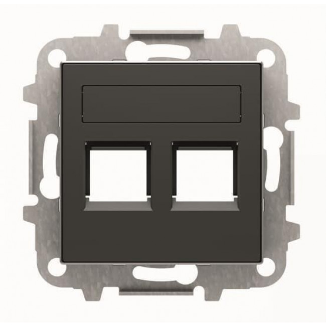 Μετώπη Πρίζας Διπλής Τηλεφώνου ή Data Μαύρο Soft 8518.2NS Sky ABB