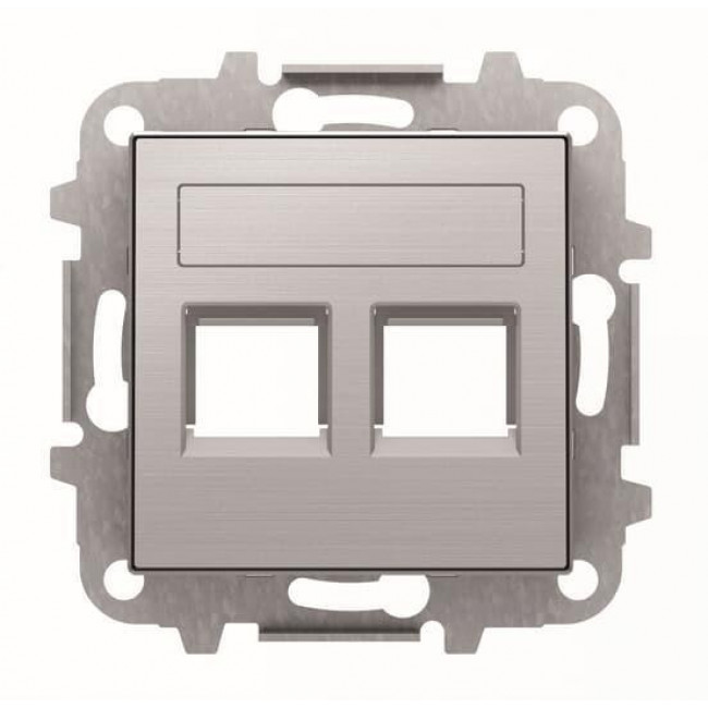 Μετώπη Πρίζας Διπλής Τηλεφώνου ή Data Ατσάλι 8518.2AI Sky ABB