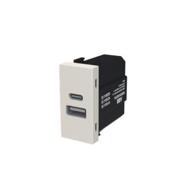 Πρίζα Φόρτισης USB Διπλή TypeA+C 1 Στοιχείου Dune Zenit N2185.4 DN ABB