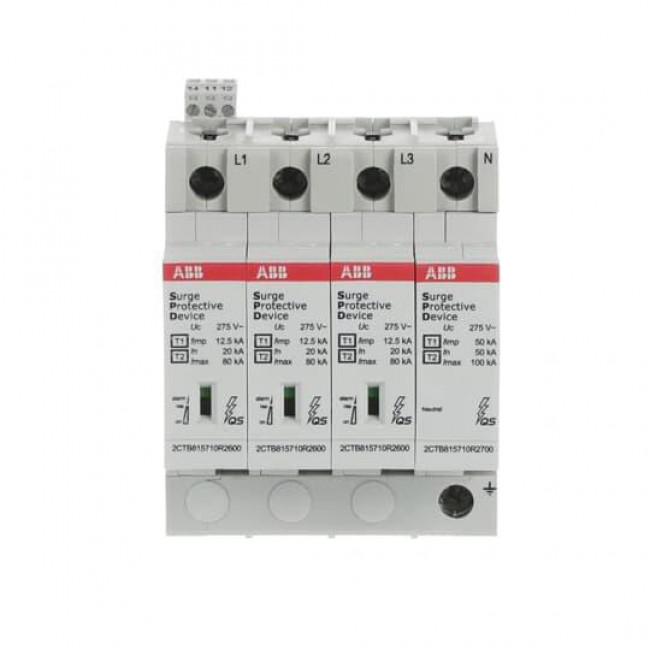 Αντικεραυνικό T1+T2 3P+N 12,5kA/P Με Αποσπώμενα Φυσίγγια(OVR T1-T2 3N 12.5-275s P TS QS)