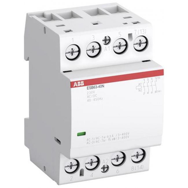 Ρελέ Ισχύος Ράγας 4P 63A 4NO 12VAC/DC Αθόρυβος ESB63-40N ABB