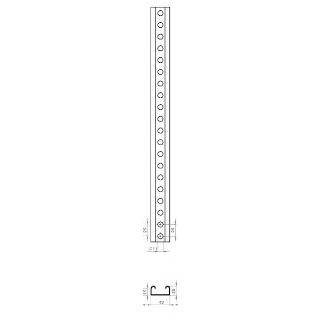 Ράγα Στήριξης 40Χ20 Πάχους 1.50mm ΜΕΤΑΛΛΟΔΟΜΗ