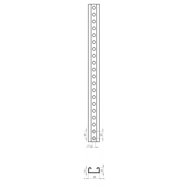 Ράγα Στήριξης 40Χ20 Πάχους 1.50mm ΜΕΤΑΛΛΟΔΟΜΗ