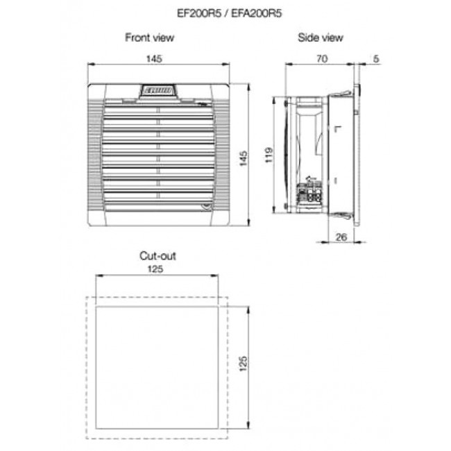 Εξαεριστήρας Με Φίλτρο 145x145mm EF200R5 HOFFMAN