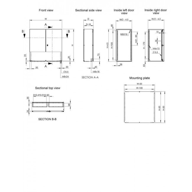 Ερμάριο Μεταλλικό 1000x1000x300mm Αδιάφανη Πόρτα IP55 MAD HOFFMAN
