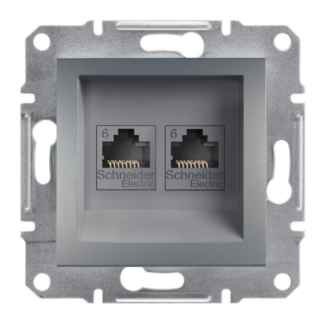 Πρίζα Δικτύου Διπλή RJ45 Cat.6 UTP Ατσάλι EPH4800162 ASFORA