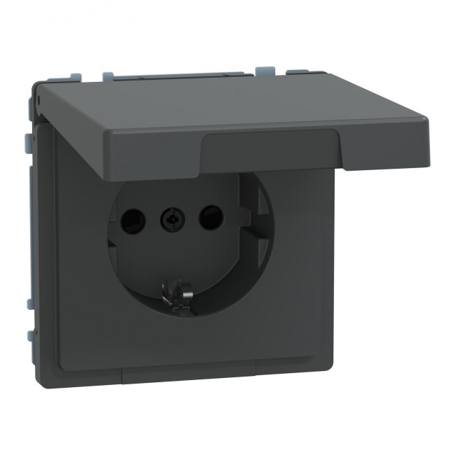 Πρίζα Σούκο Ασφαλείας Με Καπάκι Ανθρακί MEG2314-6034 System D MERTEN