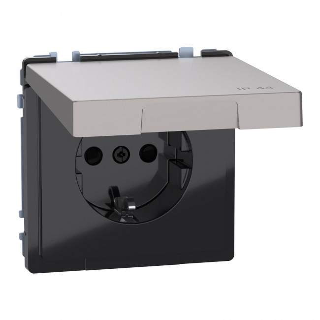 Πρίζα Σούκο Ασφαλείας Με Καπάκι Νίκελ MEG2314-6050 System D MERTEN