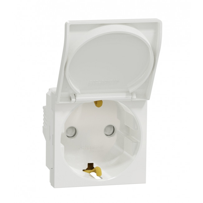 Πρίζα Σούκο Ασφαλείας Με Καπάκι 2 Σοιχείων Λευκό NU303718TA New Unica