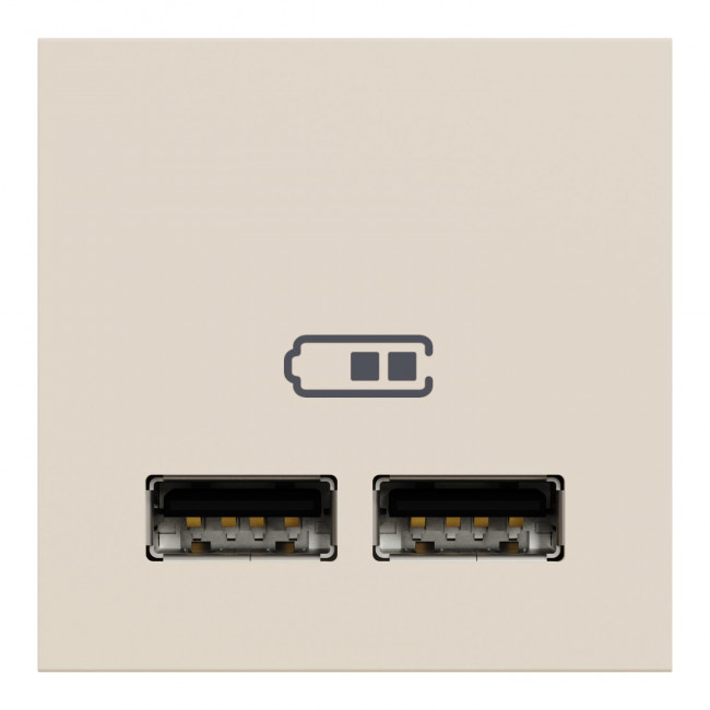 Πρίζα Φόρτισης USB Διπλή  2 Στοιχείων TypeA+A Μπεζ NU341844 New Unica
