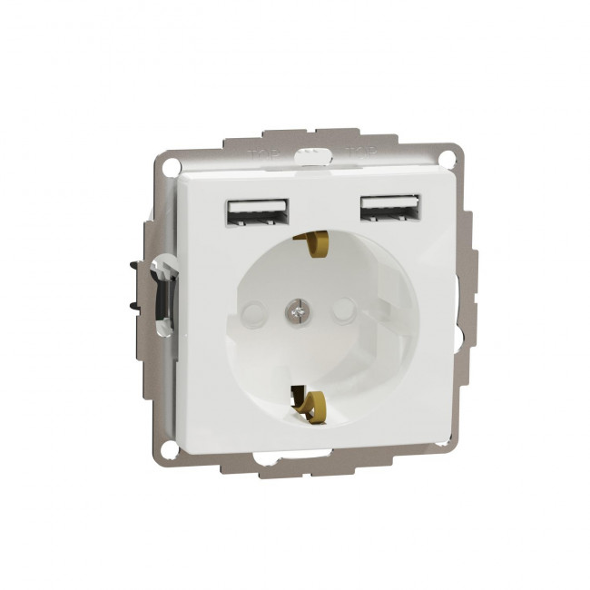Πρίζα Σούκο Ασφαλείας Λευκό Με Διπλό USB SDD111052 Sedna SCHNEIDER ELECTRIC