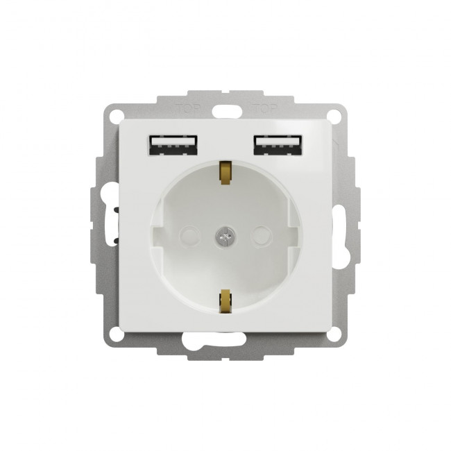 Πρίζα Σούκο Ασφαλείας Λευκό Με Διπλό USB SDD111052 Sedna SCHNEIDER ELECTRIC