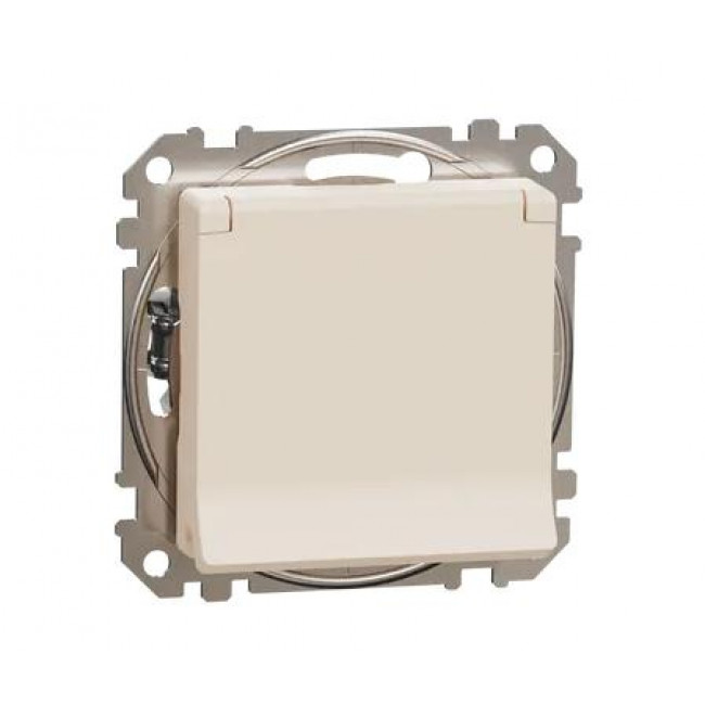 Πρίζα Σούκο Ασφαλείας Μπεζ Με Καπάκι SDD112024 Sedna SCHNEIDER ELECTRIC