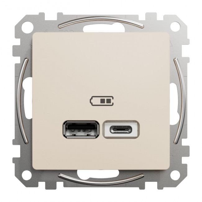Πρίζα USB Διπλή Φόρτισης Συσκευών TypeA&C Μπεζ SDD112402 Sedna SCHNEIDER ELECTRIC