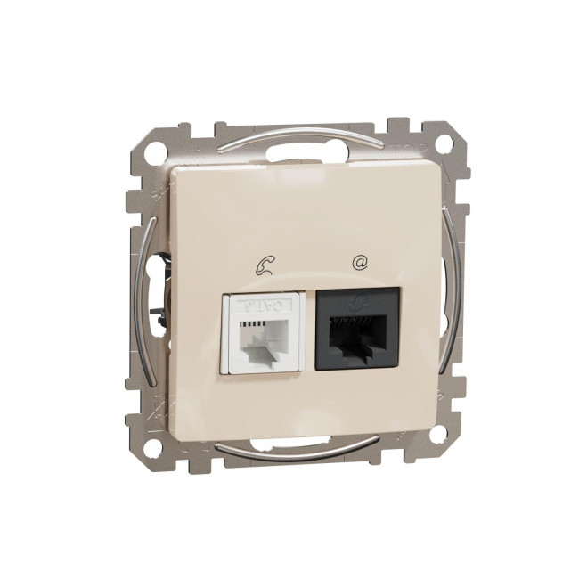 Πρίζα RJ11 Και RJ45 Cat5e Μπεζ SDD112458 Sedna SCHNEIDER ELECTRIC
