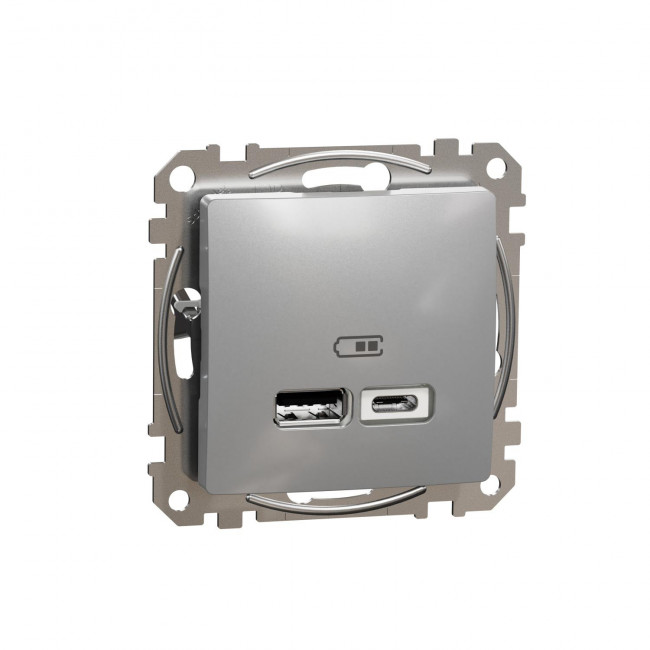 Πρίζα USB Διπλή Φόρτισης Συσκευών TypeA&C Αλουμίνιο SDD113402 Sedna SCHNEIDER ELECTRIC