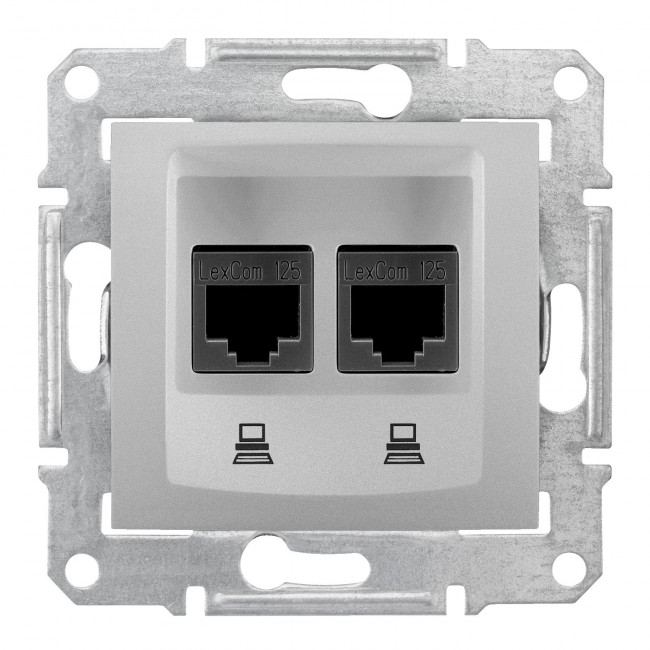 Πρίζα Δικτύου Διπλή RJ45 Cat.6 UTP Αλουμίνιο SDN4800160 SEDNA