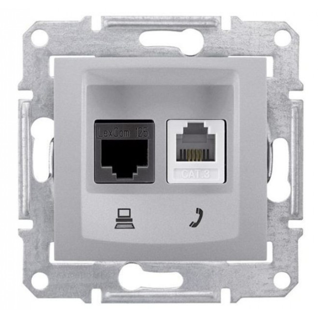 Πρίζα RJ11+RJ45 UTP Cat.6 Αλουμίνιο SDN5200160 SEDNA