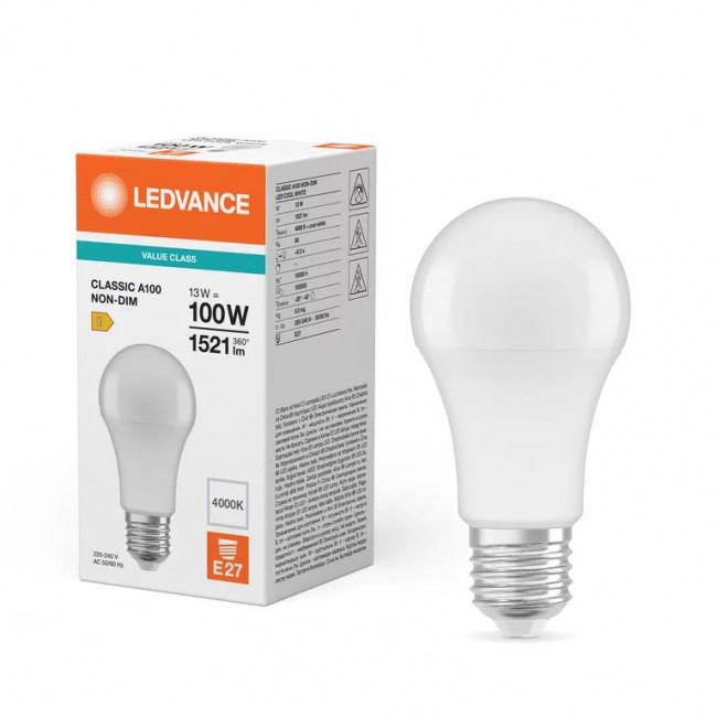 Λάμπα LED Κλασική 13W E27 4000Κ 230V Value LEDVANCE