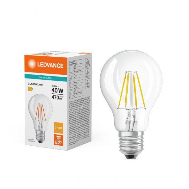 Λάμπα LED Κλασική 4W E27 2700k 230V Filament Clear LEDVANCE