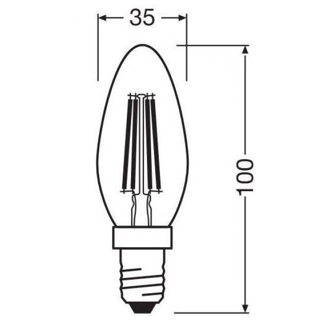 Λάμπα LED Κερί 4W E14 3000k 230V Filament Clear LEDVANCE