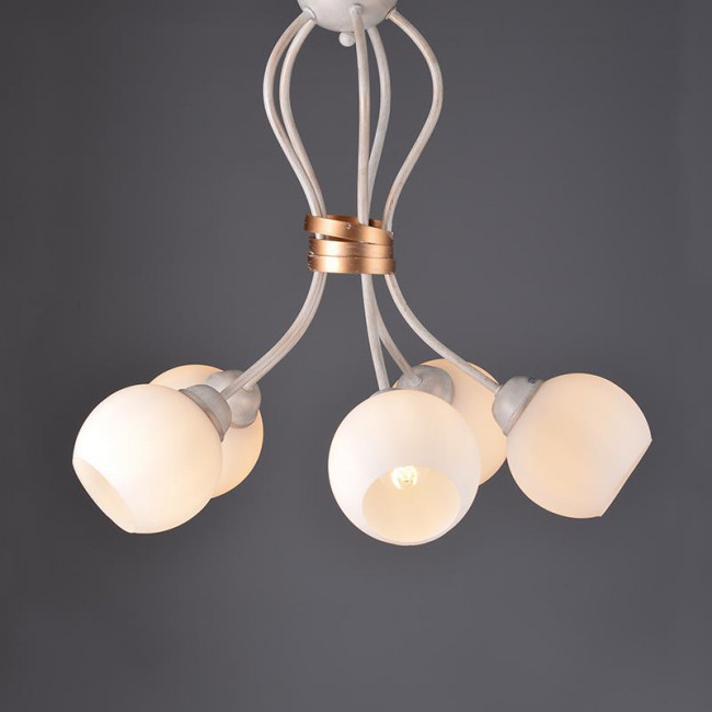Φωτιστικό Πεντάφωτο E27 Λευκό Και Χρυσό Foyer DL11695C ACA LIGHTING