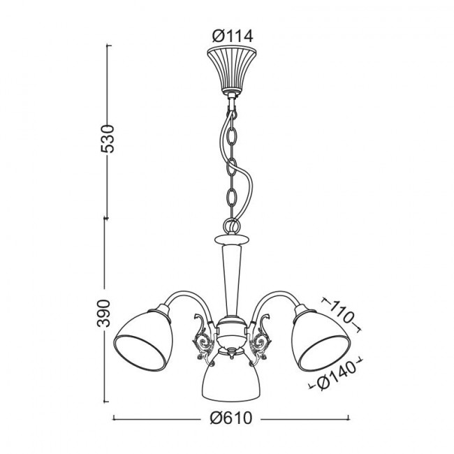Φωτιστικό Τρίφωτο Ε14 Λευκό Πατίνα Perone DL8163 ACA LIGHTING
