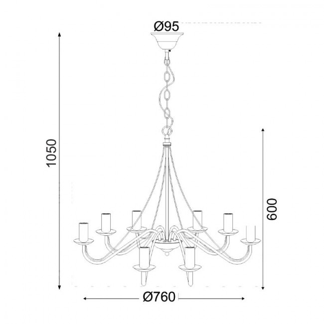 Φωτιστικό Οχτάφωτο Ε14 Καφέ Palmyra DLA0018 ACA LIGHTING