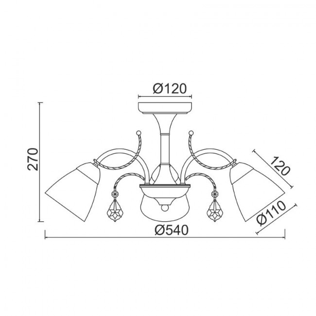 Φωτιστικό Τρίφωτο E14 Χρυσό Και Λευκό Quince DLA12123 ACA LIGHTING