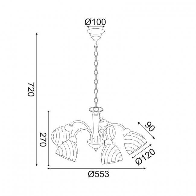 Φωτιστικό Πεντάφωτο Ε14 Χρώμιο Byron DLX7395 ACA LIGHTING