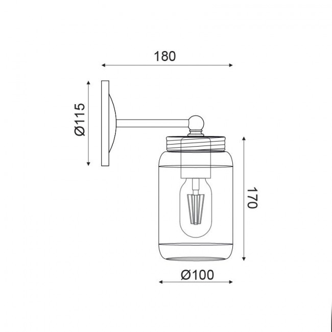 Απλίκα E27 Μαύρο Bery EG166601W ACA LIGHTING
