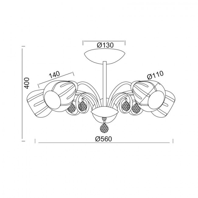 Φωτιστικό Πεντάφωτο E14 Χρώμιο Cardinal FMX51495 ACA LIGHTING
