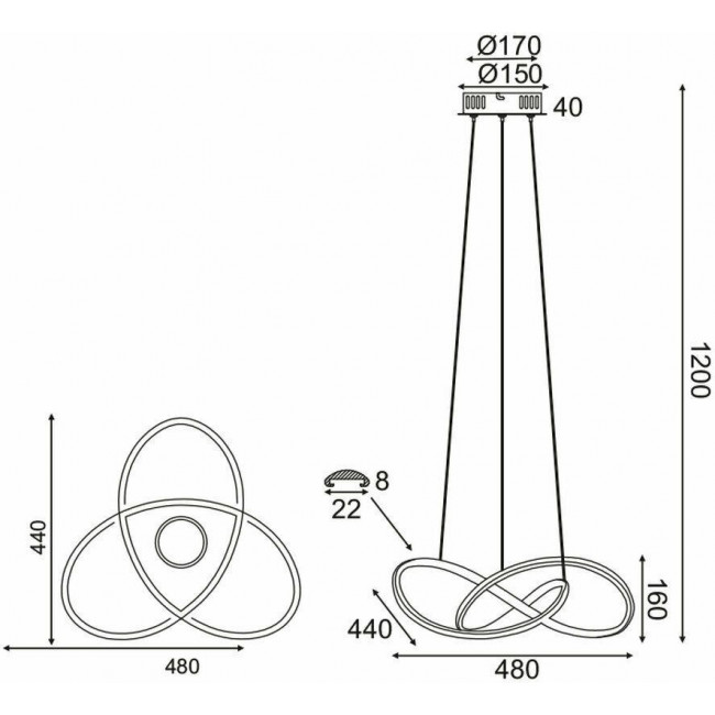 Φωτιστικό LED 48W 3000k Μαύρο HM92LEDP48BK ACA LIGHTING