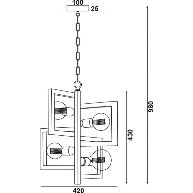 Φωτιστικό Τετράφωτο E27 Μαύρο KS14254BK ΑCA LIGHTING