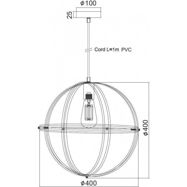 Φωτιστικό Μονόφωτο Ε27 Μαύρο Sirena KS1483P1BK ACA LIGHTING