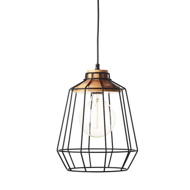 Φωτιστικό Μονόφωτο Ε27 Μαύρο Και Ξύλο Kennedy KS159326BK ACA LIGHTING