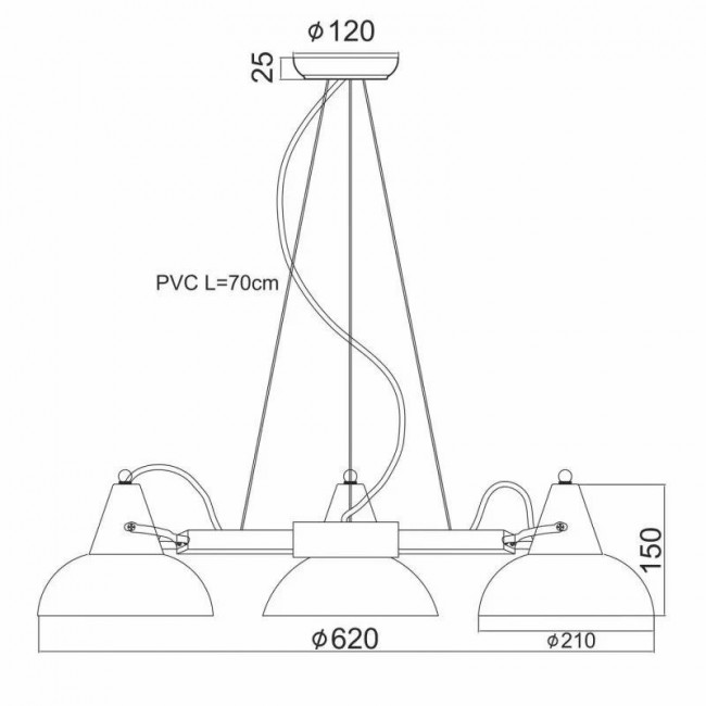 Φωτιστικό Τρίφωτο E27 Μαύρο KS2025P3BK ACA LIGHTING