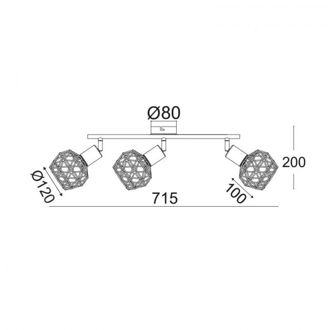Σποτ Οροφής Τρίφωτο E14 Μαύρο Aladdin MC15613B ACA LIGHTING
