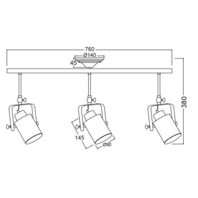 Σποτ Οροφής Τρίφωτο E27 Μαύρο OD61013BK ACA LIGHTING