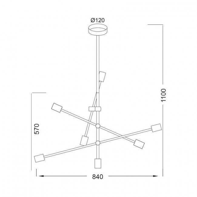 Φωτιστικό Επτάφωτο E27 Μαύρο Luther OD680107BK ACA LIGHTING