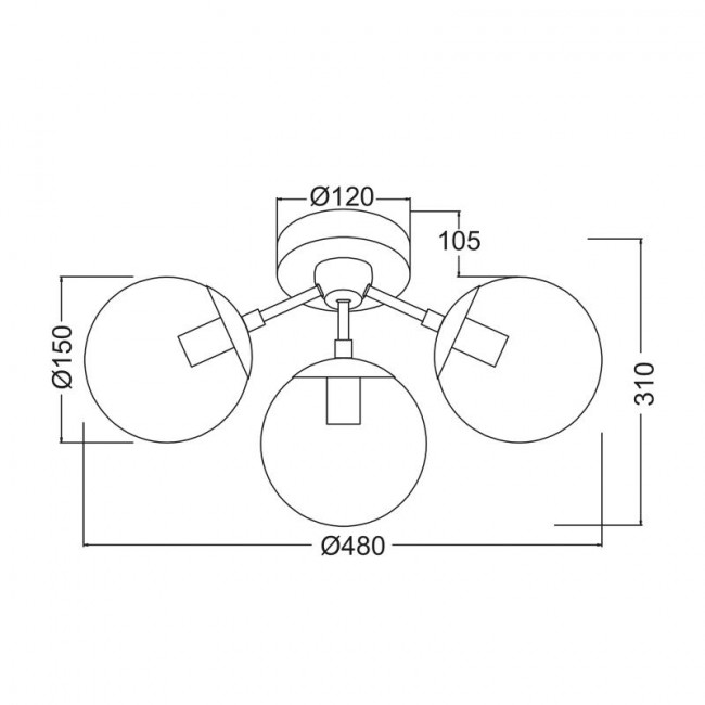 Φωτιστικό Τρίφωτο E14 Μαύρο Και Φυμέ Bombay OD807003C ACA LIGHTING